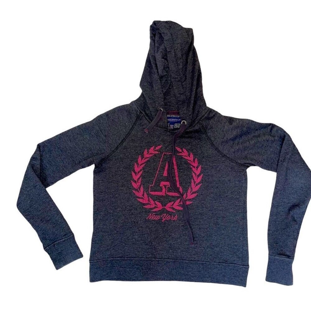 Aeropostale New York lightweight pullover hooded sweatshirt charcoal gray XS - Picture 2 of 5
